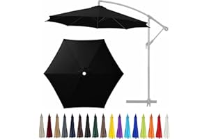 GLDDFDG 10Ft 6 Ribs Patio Umbrella Replacement Canopy (Canopy only), Canopy Replacement UV Protection Waterproof Outdoor Table Market Yard Umbrella Top Outdoor Umbrella Canopy,Black,10FT