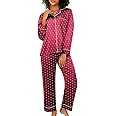 Lonxu Silk Satin Womens Pajama Sets Button Down Sleepwear Loungewear XS~3XL