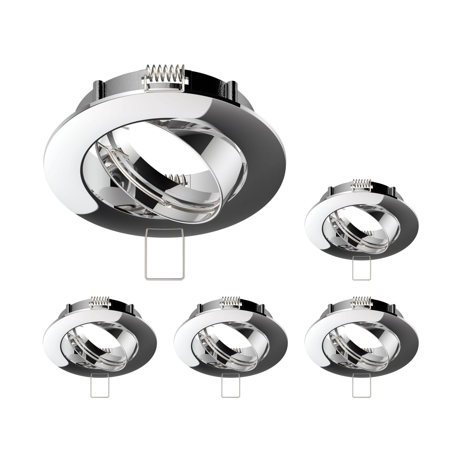 ledscom.de 5 pcs. recessed Ceiling Frame CIRC, Round, swivelling, Glossy Chrome