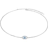 Alphm S925 Sterling Silver Evil Eye Choker Short Dainty Pendant Necklace for Women