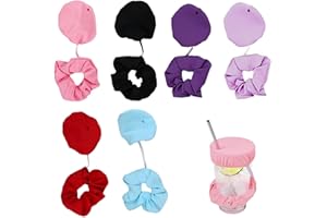 WADY 6 Pcs Drink Covers, Reusable Stretchable Cup Covers with Straw Hole, Multi-Color Beverage Bottle Covers for Outdoor Even