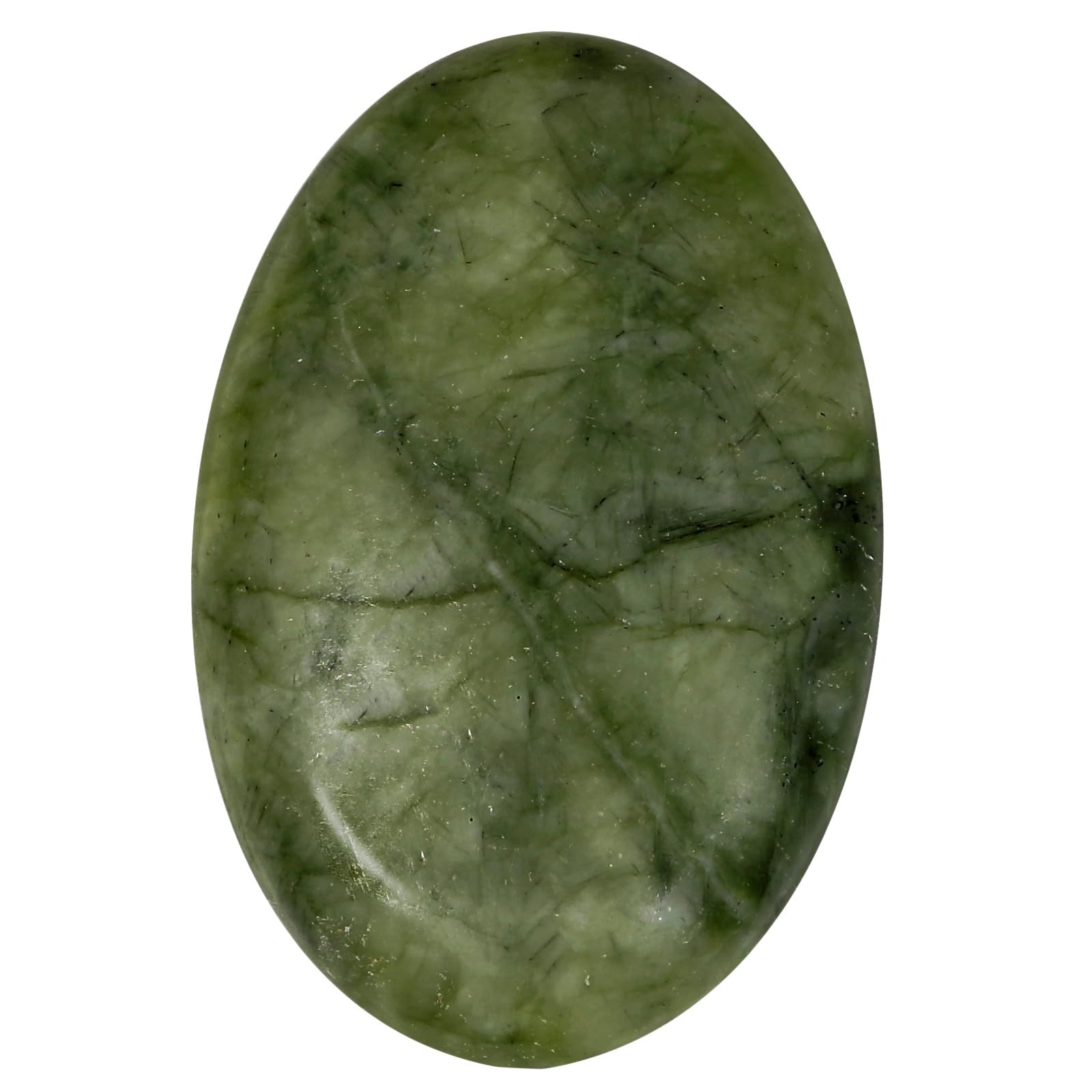 mookaitedecor 6cm Large Natural Green Jade Palm Worry Stone for Anxiety Stress Relief, Healing Crystal Tumbled Oval Pocket Stone Gift for Reiki Chakra Energy Healing Meditation Desk Decor