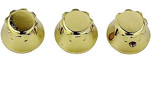 Guyker 3Pcs Top Hat Guitar Potentiometer Control Knobs 6mm Dia. Shaft Pots - Brass Bell Cap Speed Tone Volume Knob Replacement Parts for Electric Guitar or Precision Bass - gold