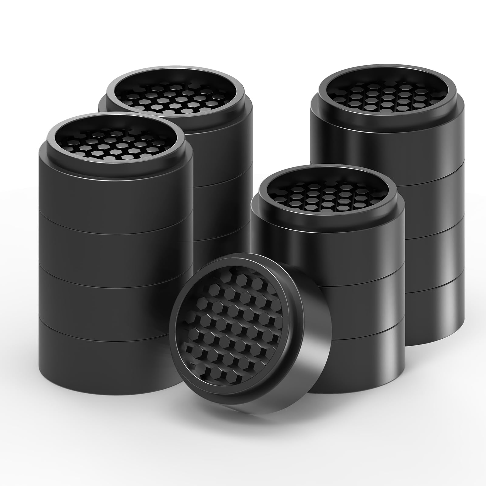 Ezprotekt 16Pack Adjustable Furniture Risers, 1 Inch Washing Machine Riser Stackable Round Bed Risers Creates an Additional 1", 2", or 3" of Height for Sofa, Table, Chair, Heavy Duty Anti Slip Rubber