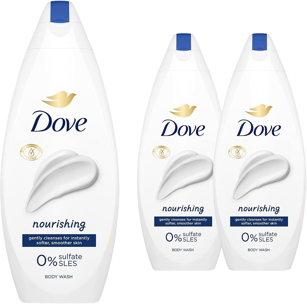 Dove Nourishing Body Wash 0% Sulfate SLES 225ml 3 Pack
