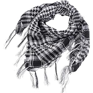 Men Shemagh Scarves Keffiyeh Scarf Houndstooth Arab Headscarf Multifunctional Turban Bandana Shawl Wrap with Tassels