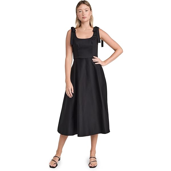 GAP Womens Mixed Media Midi Dress Black L at Amazon Women's Clothing store