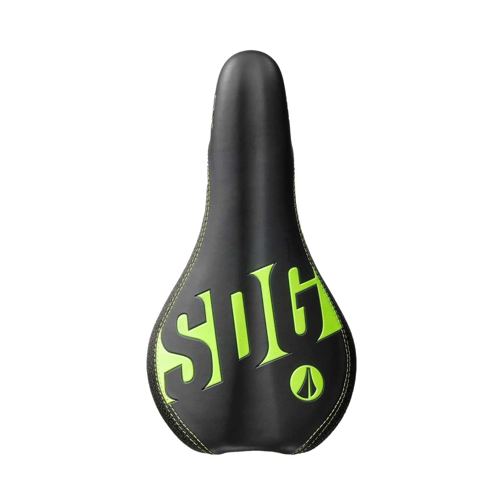 SDG Fly Junior Steel Rail Saddle – Black/Neon – Kids MTB & BMX Bike Seat with Compact Junior Shape, Plush Foam & High-Vis Neon Accents