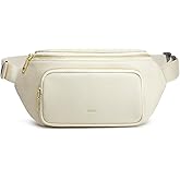 Kattee Fanny Packs for Women, Leather Crossbody Bags for Women Trendy, Small Belt Bag,Fashion Waist Packs with RFID Blocking, Beige