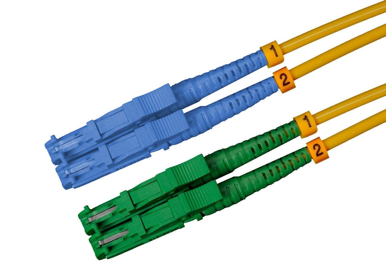 Fibre Optic Cable - 1m OS2 Yellow E2000/UPC to E2000/APC Male Duplex 9/125 Patch Cable - Fibre Optic 1 Metre