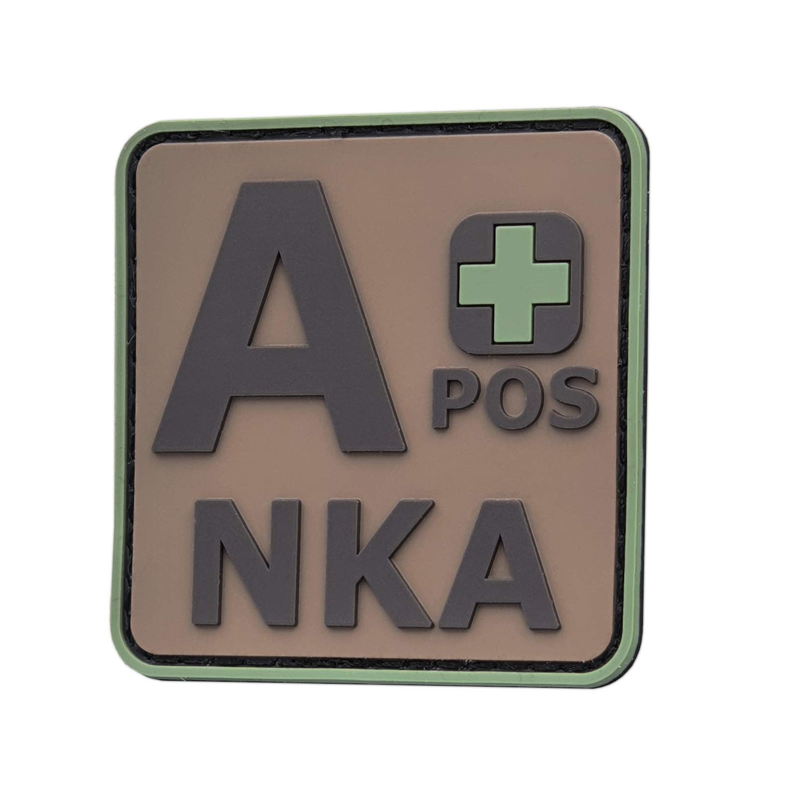 Multicam OCP APOS A+ NKA Blood Type No Known Allergies Morale PVC Rubber Touch Fastener Patch