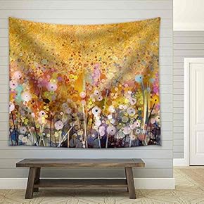 Watercolor Red Poppy Flowers Painting - Fabric Wall Tapestry Home Decor - 51x60 inches