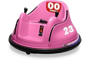 Kidzone 6V Electric Ride On Bumper Car for Kids & Toddlers 1.5-6 Years Old, DIY Sticker Baby Bumping Toy Gifts W/Remote Control, LED Lights & 360 Degree Spin, ASTM Certified