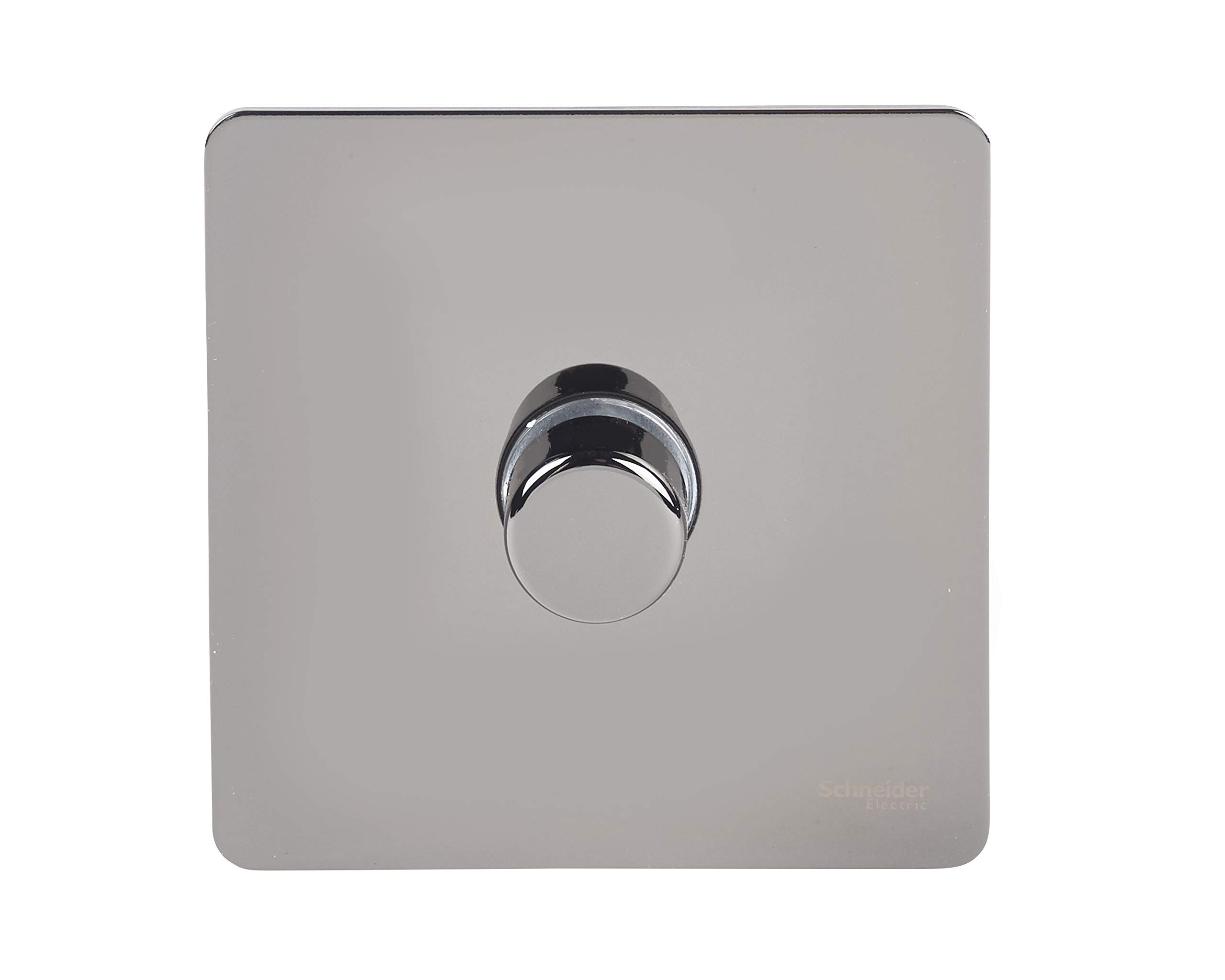 Schneider Electric Ultimate Screwless Flat Plate - Single 2 Way Dimmer Light Switch, Main & Low Voltage, 400W/VA, GU6412CBN, Black Nickel