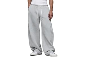 Susclude Mens Baggy Sweatpants, Wide Leg Elastic Waist Drawstring Stretch Joggers, Cotton Casual Lounge Loose Track Pants