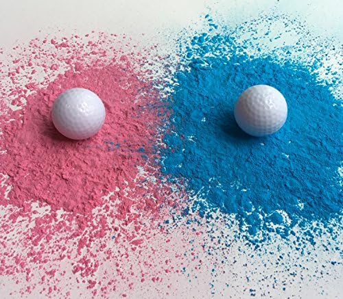 Pair of Gender Reveal Exploding Golf Balls 1 Pink &amp; 1 Blue Great Party Idea or Gift to Announce Sex of Baby