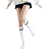 Yoga Pilates Socks with Grips for Women Non Slip Colored Cushioned Knee High Over the Calf Socks for Barre Ballet Dance