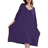 KFUBUO Plus Size Nightgowns for Women V-Neck Sleep Tshirts Dress Pjs Lounge Short Sleeves Sleepwear With Pocket Fit S-5XL