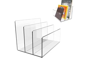 Boloyo Acrylic File Holder,1PC 3 Sections Clear File Organizer Mail Letter Sorter Desktop Folder Holder for Home Office School Envelope Bill Filling Paper Document