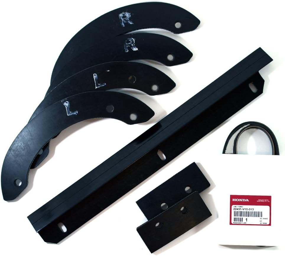 The Mower Shop Honda HS520/HS720 OEM Paddle, Scraper and V-Belt Set 72427-V10-020 (2), 72428-V10-020 (2), 72443-V10-020 (2), 76322-V10-020, 22431-V10-013