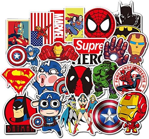 50pcs Laptop Stickers for Kids,Superheros Stickers for Water Bottles,Vinyl Stickers for Laptop Skateboard Luggage Decal Graffiti Patches Stickers in Bulk (B - 50Pcs)
