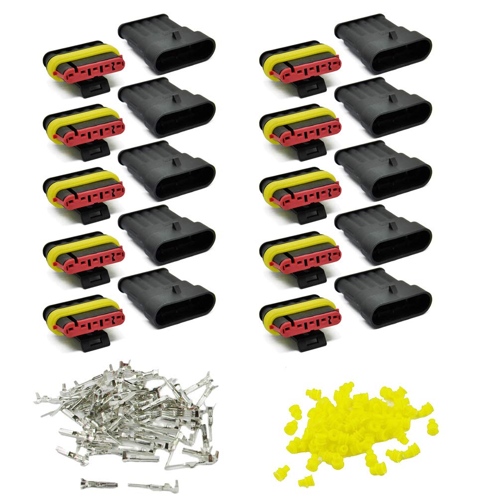 Imagine 10 Kit 5 Pin Way 20-16 AWG Waterproof Connector IP67 AMP Supersealed PA66 Nylon Housing 1.5mm Series Terminal Sockets AC/DC Plug