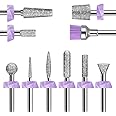 Depvko 10pcs Nail Drill Bits, 3/32 Inch Diamond Bits for Nail Drill Efile, Cuticle Cleaner Drill Set for Nails, Acrylic Remover Tool Manicure Pedicure Kit for Nail Gel Polish Nail Prep, Salon Home