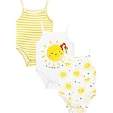 DREAMHALO Baby Bodysuits 3-Pack Newborn Boys Girls Soft Bodysuit Bamboo Viscose Infant Toddler Summer Outfits