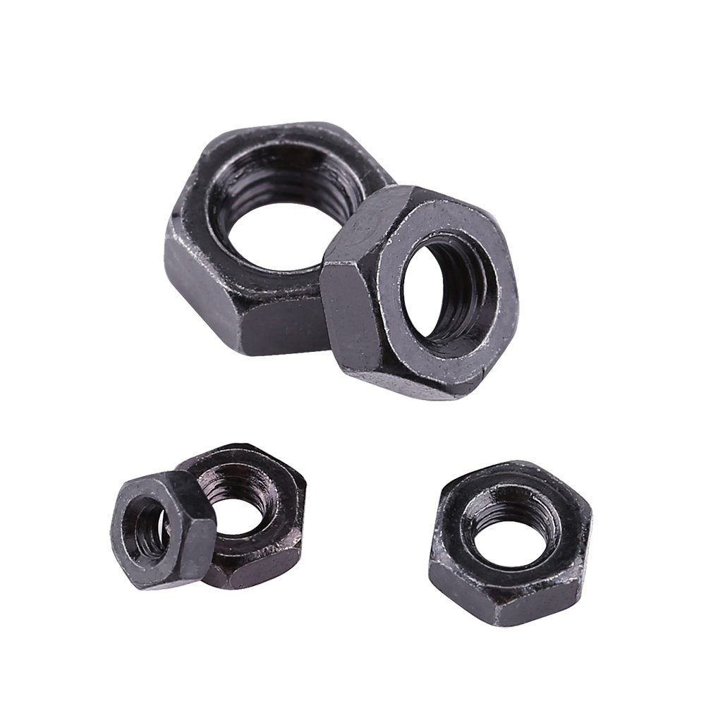 Hilitand 100Pcs/Set M2-M5 DIN934 Metric Thread Hex Hexagonal Nuts Black Zinc Plated Carbon Steel Hex Nuts Kits for Machine Fastener (M5)