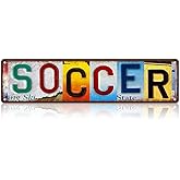 TREEPERI Vintage Sport Street Sign Soccer Wall Decor Metal Tin Signs for Bar Home Bedroom Garage