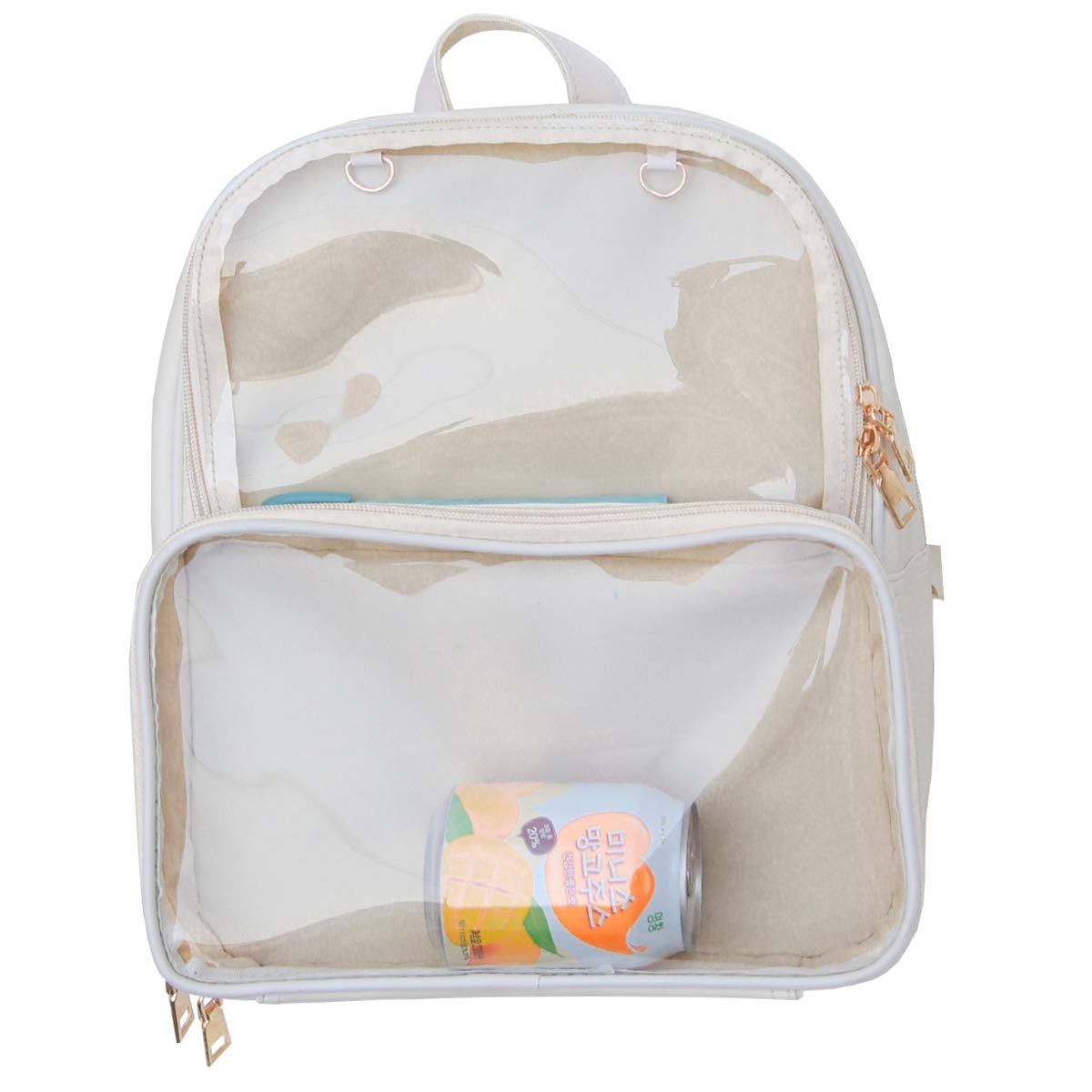 KEEPOP Ita Bags Backpack Girls School Rucksack Cute Summer Beach Bag Transparent Windows for DIY Decors, Off White