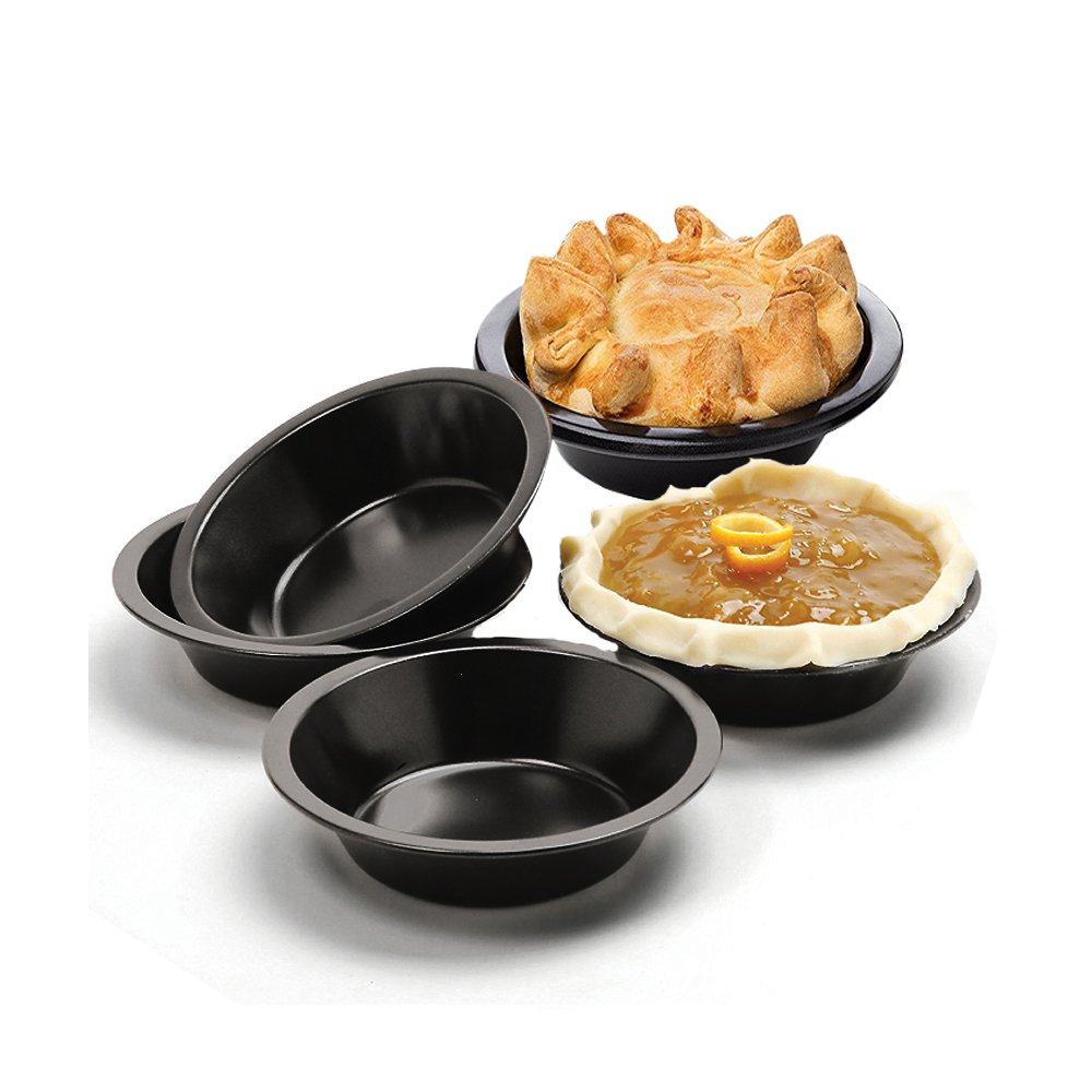 MZCH 4.3 inches Non-Stick Mini Quiche Tart Pan, Tart Pie Pan, Tartlet Set, Black, Set of 5