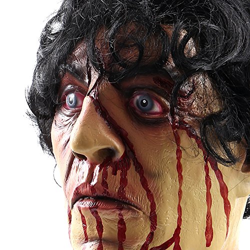 ODOMY Halloween Severed Head Props Hanging Scary Bloody Cut Off Head Latex Zombie Halloween Decorations (Style 4)