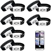 6Pcs Daily Bible Verse Bracelets, Jesus Christian Bracelet with NFC Scan, Bible Verses Wearable Bracelet, Elastic Christian Bracelet for Women Men Teens Gifts