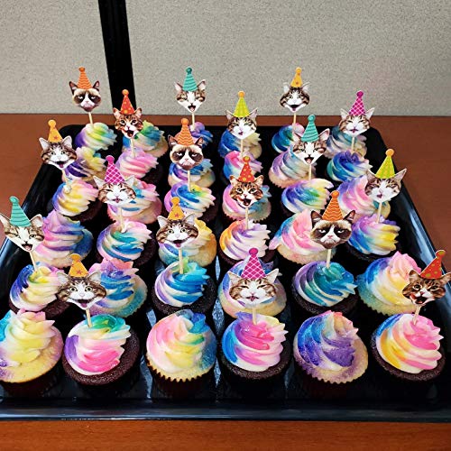 Cat Party Supplies Cat Birthday Garland Banner Cake Toppers Photographic Cat Faces Birthday Cake Banner Decorations Birthday Party Bunting Banner Decor - Thumbnail 2