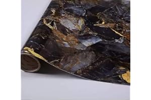 Yancorp 16"x120" Black and Gold Marble Wallpaper Dark Blue Yellow Easily Removable Wallpaper Self-Adhesive Kitchen Peel adn Stick Backsplash Countertop Vinyl Shelf Liner (Big, Dark Blue)