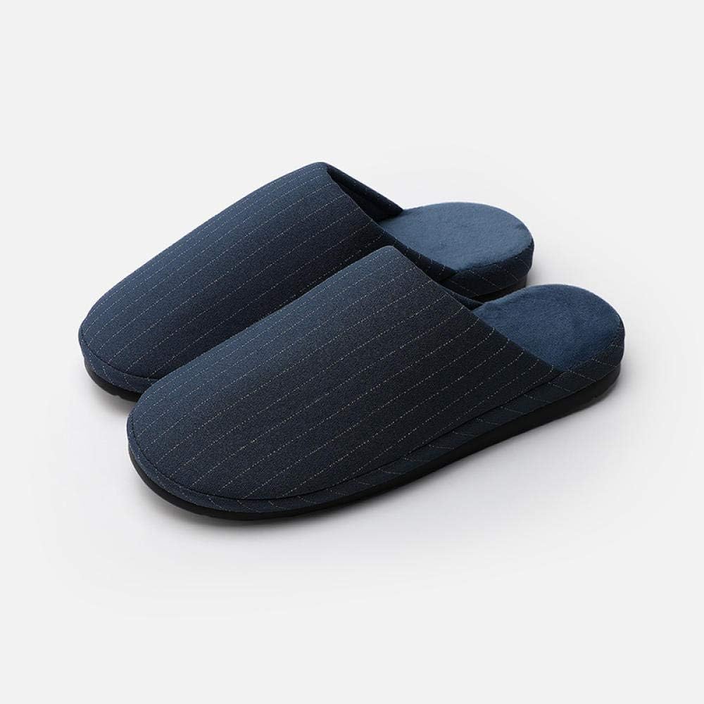 Memory foam slippers,Indoor home cotton shoes household slippers men's winter non-slip home cotton slippers women-40-41_Navy