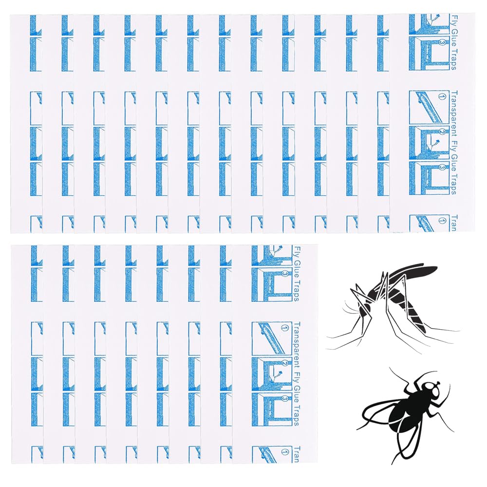 35 PCS Window Fly Trap Sticker Clear Fly Catcher Sticky Strip Waterproof Fly Papers for Catching Indoor Houseflies Fly Gnat Moths Mosquito