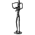 Sziqiqi Dad Son Iron Sculpture - Heartwarming Father's Day Gift for Dad - Black Metal Figurine Decor for Birthday, Wedding, Christmas, Sympathy, 23cm/9.06"