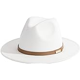 Gossifan Fedora Hats for Men Wide Brim Panama Hat with Classic Belt