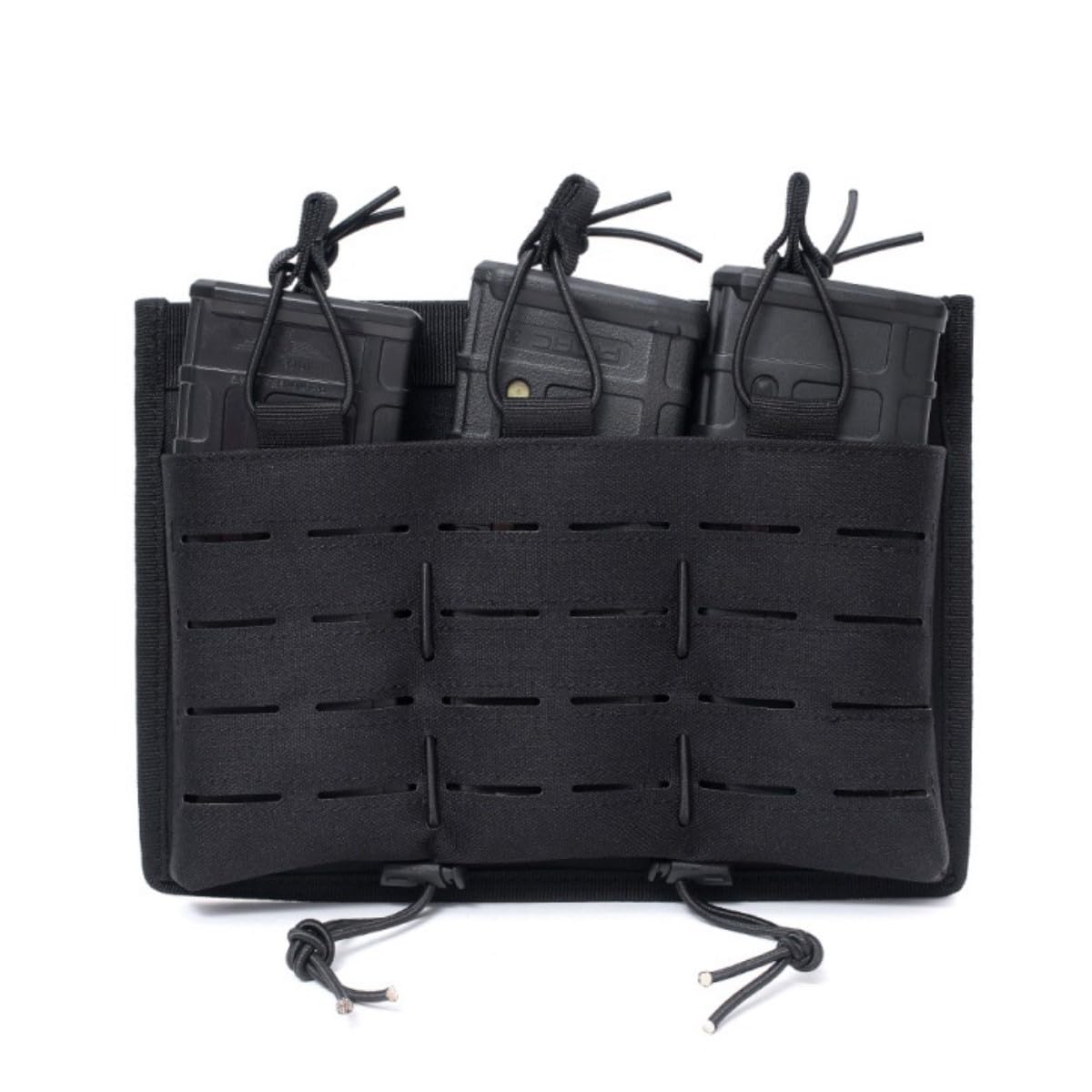 HOUSON Tactical Triple Pistol Magazine Pouch, MOLLE Mag Pouch for M4/M16/AK47/AK74 Magazines, Black, Nylon