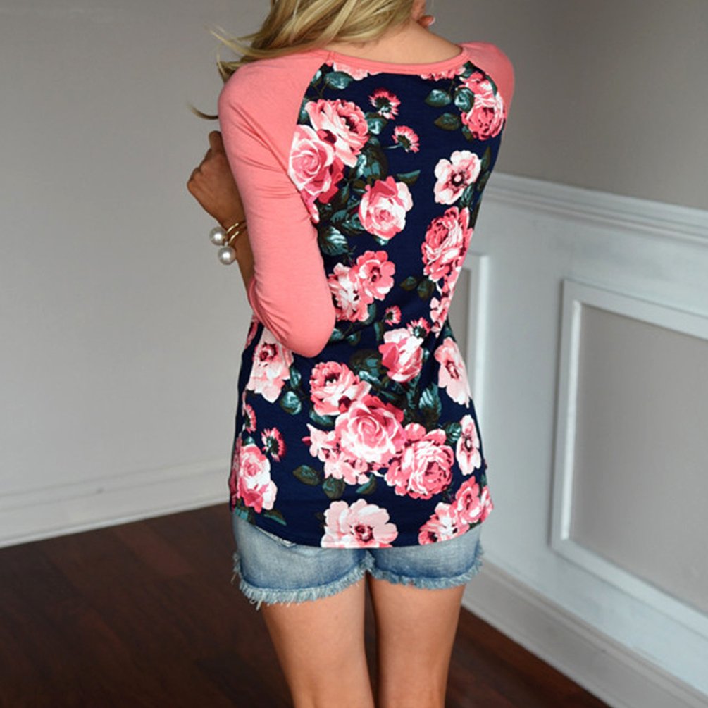 ENJOYNIGHT Women\'s Casual 3/4 Sleeve Print Tunic Blouses Tops (Large, Type2)