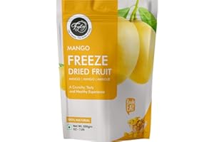 FzyEzy Healthy Premium Freeze-dried Mango Fruit Chunks | Free GMO & No Added Sugars, Preservatives, Artificial Flavors, Colors | Pantry Groceries Perfect for Camping Vegan Healthy & Survival Travel Friendly Ready to Eat Snacks for Kids & Adults (Mango chunks | 200 gm)