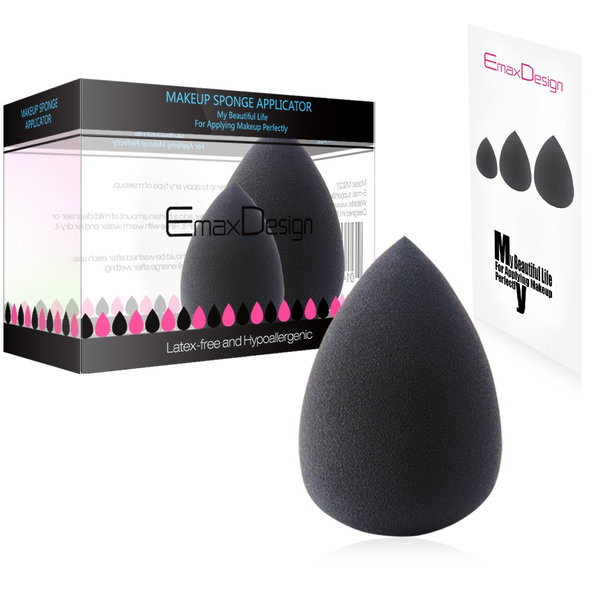 EmaxDesign 3 Pieces Makeup Blender Sponge Set, Foundation Blending Blush Concealer Eye Face Powder Cream Cosmetics Beauty Make up Sponges. latex free, non-allergenic and odour free : Beauty