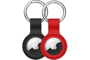 【2 Pack】 Linsaner Compatible with AirTag Case Keychain Air Tag Holder Silicone AirTags Key Ring Cases Tags Chain Apple AirTag GPS Item Finders Accessories，Black Red