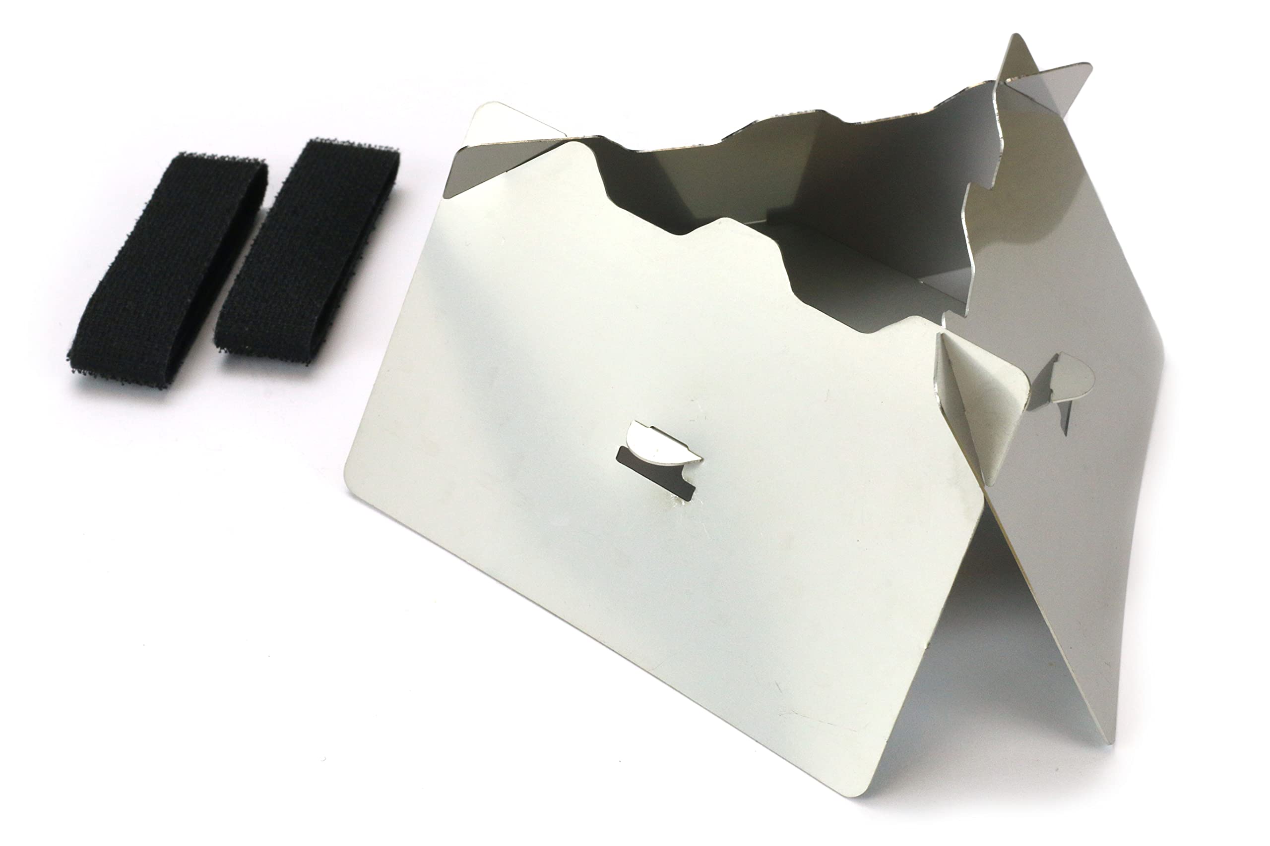 Stealth Stove – Compact solid fuel and wood stove. Integrated windshield design. Marine-grade stainless steel. Uses Exogel, alcohol gel, solid fuel tablets and wood. UK-Made.