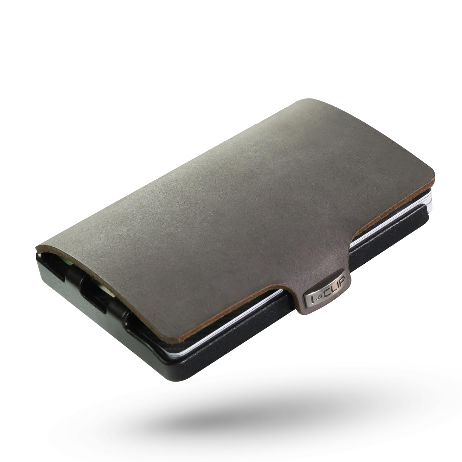 I-Clip Original Cardholder with Moneyclip -Smooth Leather Slim Wallet - Leather Wallet - Premium Wallet - Cardholder, Gunmetal Black Slate, S, Modern