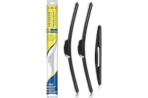 VEIGEIR Windshield Wiper Blades Compatible with 2007-2017 Jeep Wrangler 2008-2018 Wrangler JK Original Factory Quality Front Rear Wipers Blade Set for My Car - 15" 15" 13" (Pack of 3)