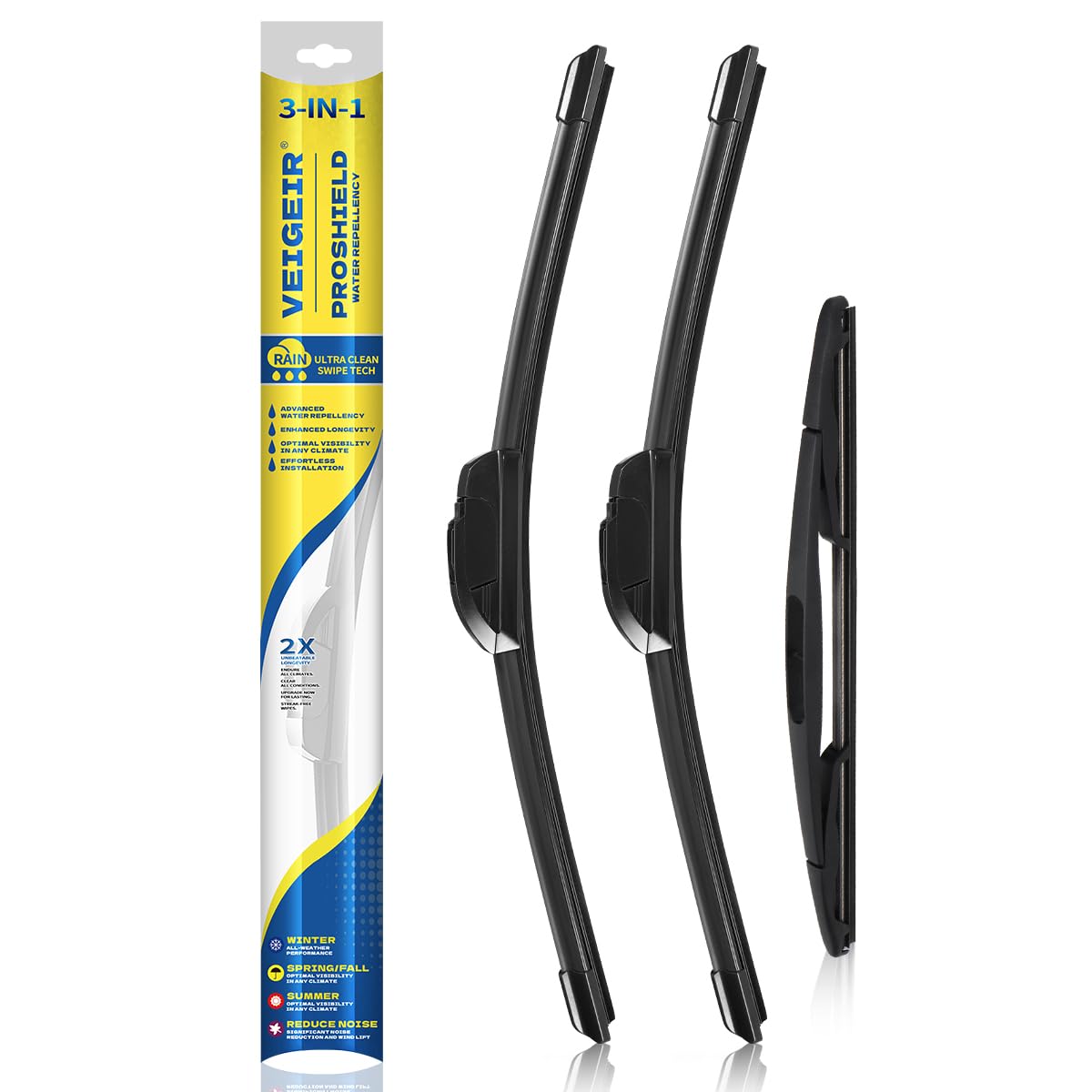 Photo 1 of 3 Pack Windshield Wiper Blades Compatible with 2007-2017 Jeep Wrangler 2008-2018 Wrangler JK Original Factory Quality Front Rear Wipers Blade Set for My Car - 15" 15" 13"