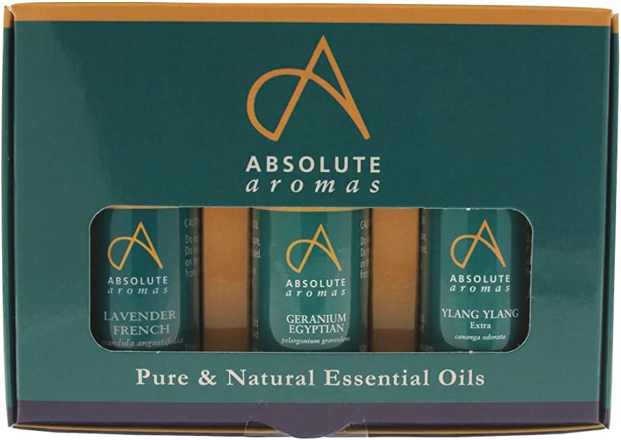Absolute Aromas Floral Essential Oils Bundle, Set of 3 x 10ml, 100% Pure French Lavender